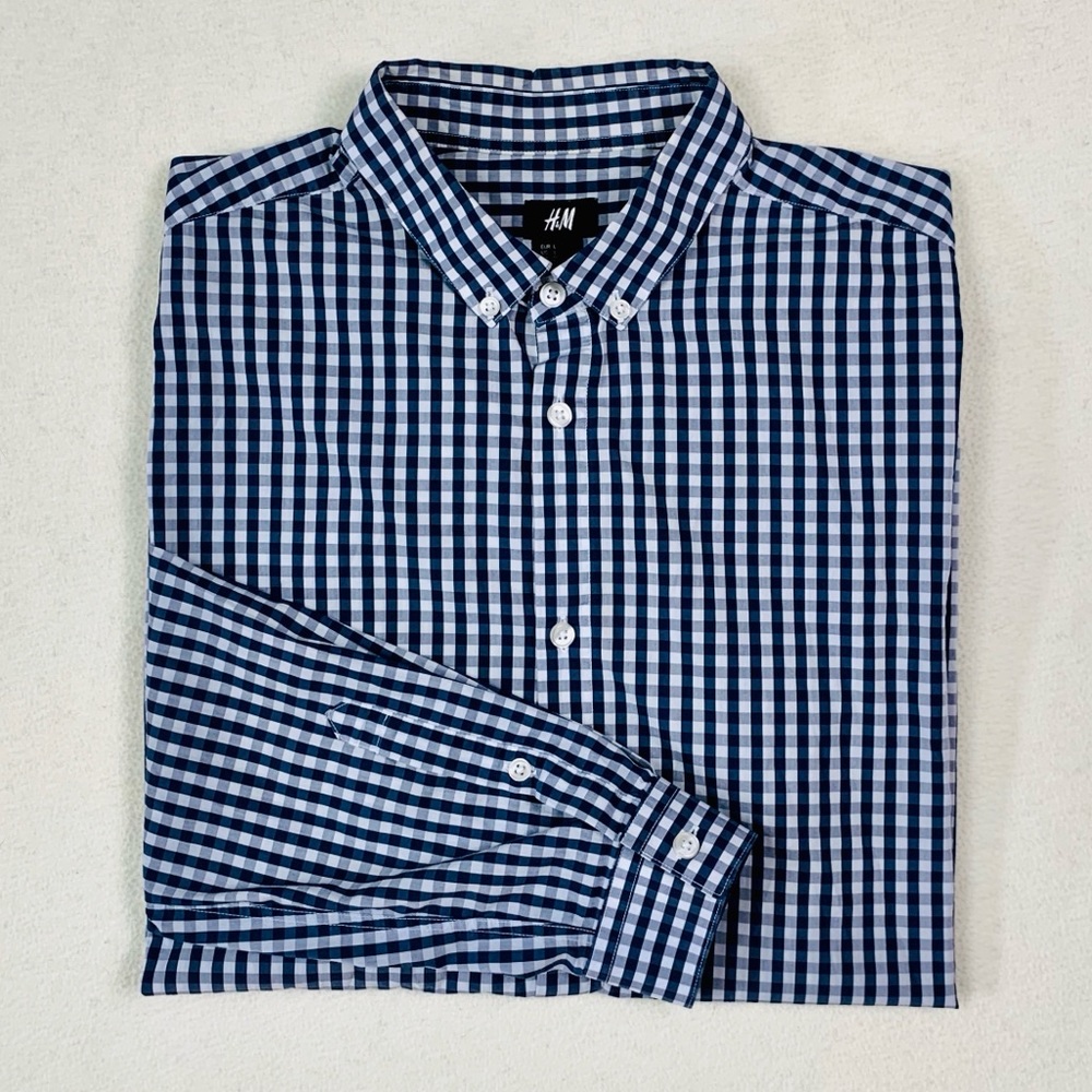 H&M | Men’s Blue Plaid Button-Down
